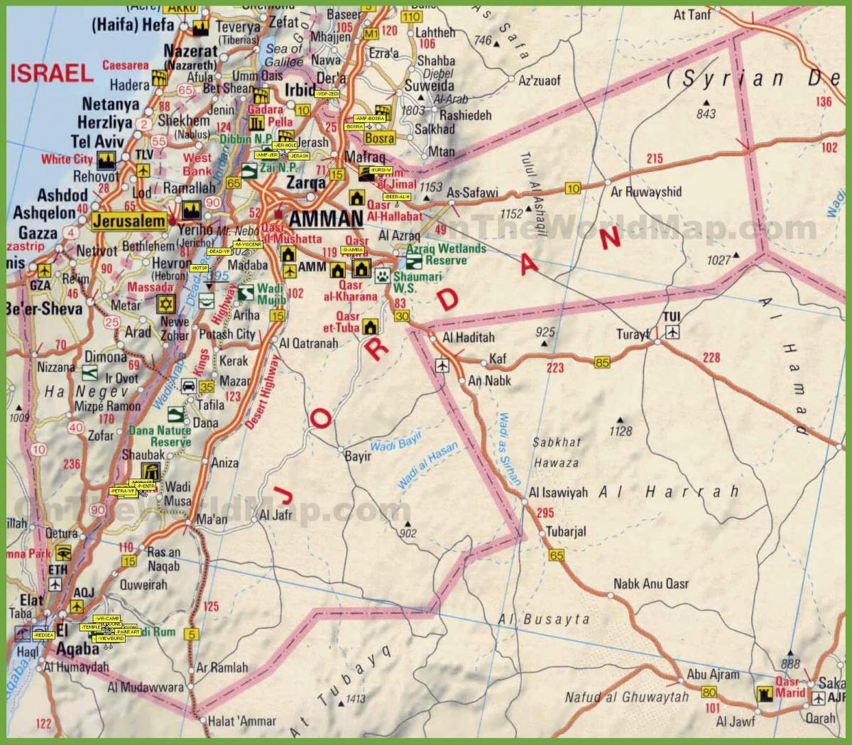χάρτης της Ιορδανίας δρόμο