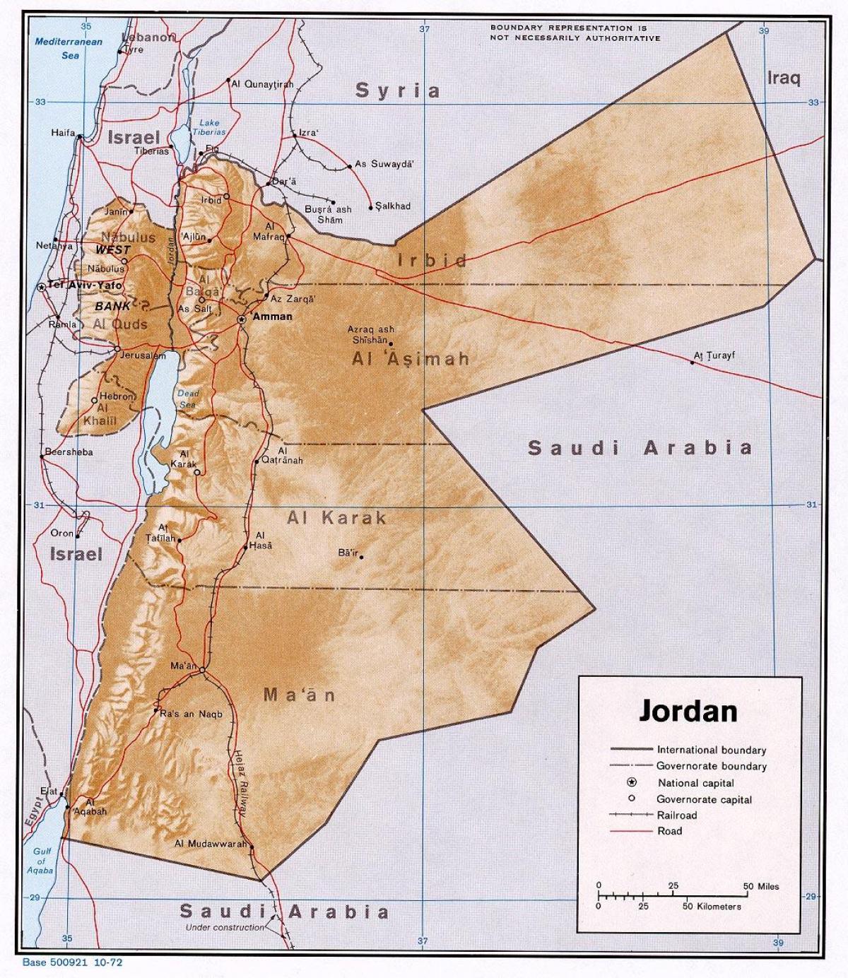 χάρτης που δείχνει την Ιορδανία