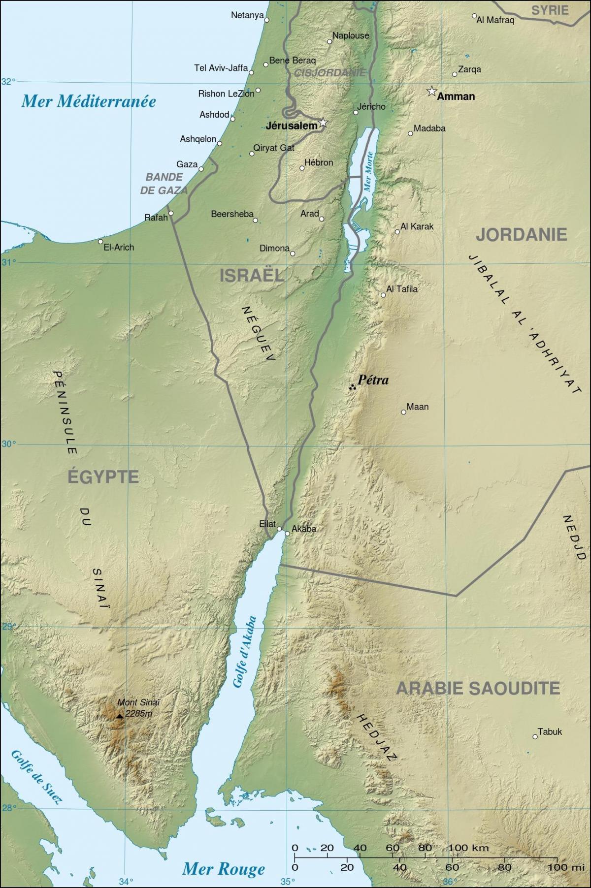 χάρτης της Ιορδανίας δείχνει πέτρα