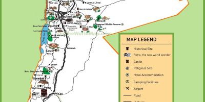 Χάρτης της Ιορδανίας τουριστικά αξιοθέατα